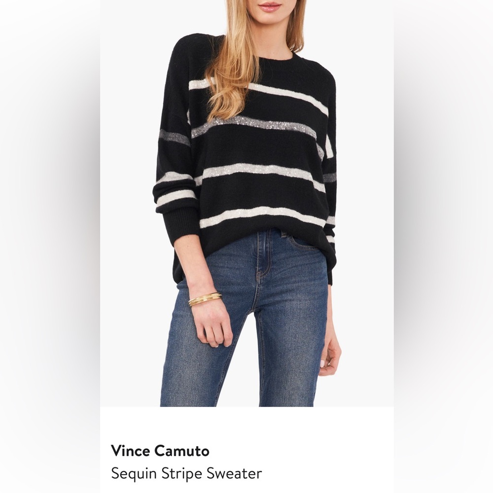 Vince Camuto Black and White Striped Sweater
